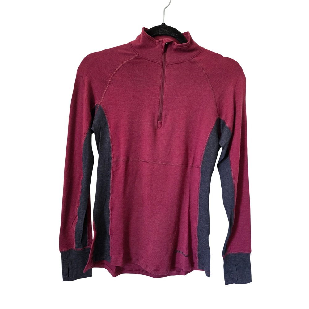Backcountry Womens Medium Merino Wool‎ Base Layer Quarter Zip Thumbhole Burgundy